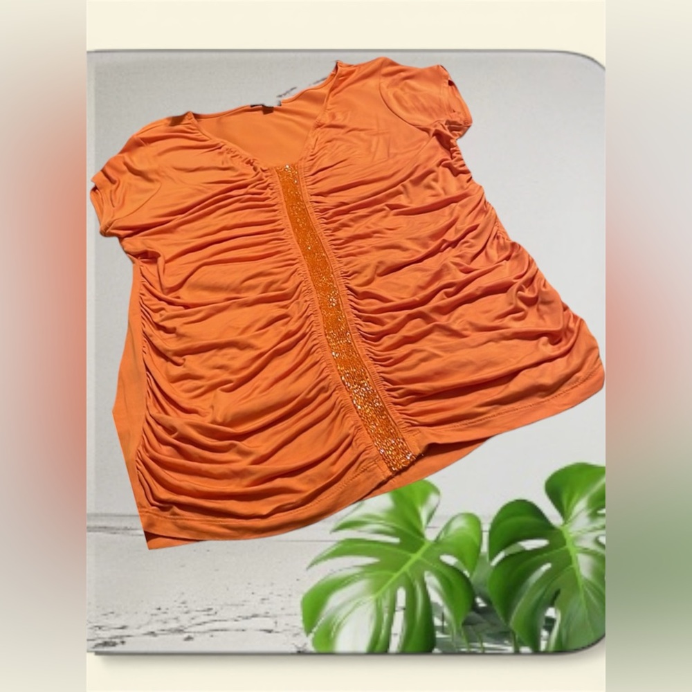 NWOT🔥HOT DEAL SALE🔥SPECIAL SALE RUCHED GLAM WILLI SMITH TOP ORANGE XL